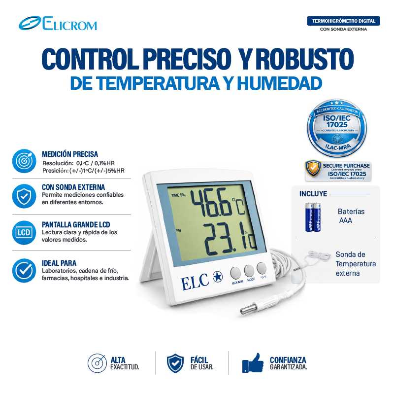 Termohigrómetro con sonda externa - ELICROM