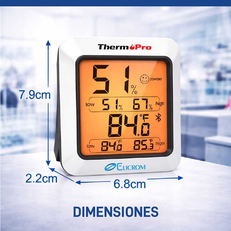 Termohigrómetro digital para interiores y monitor de humedad - ELICROM