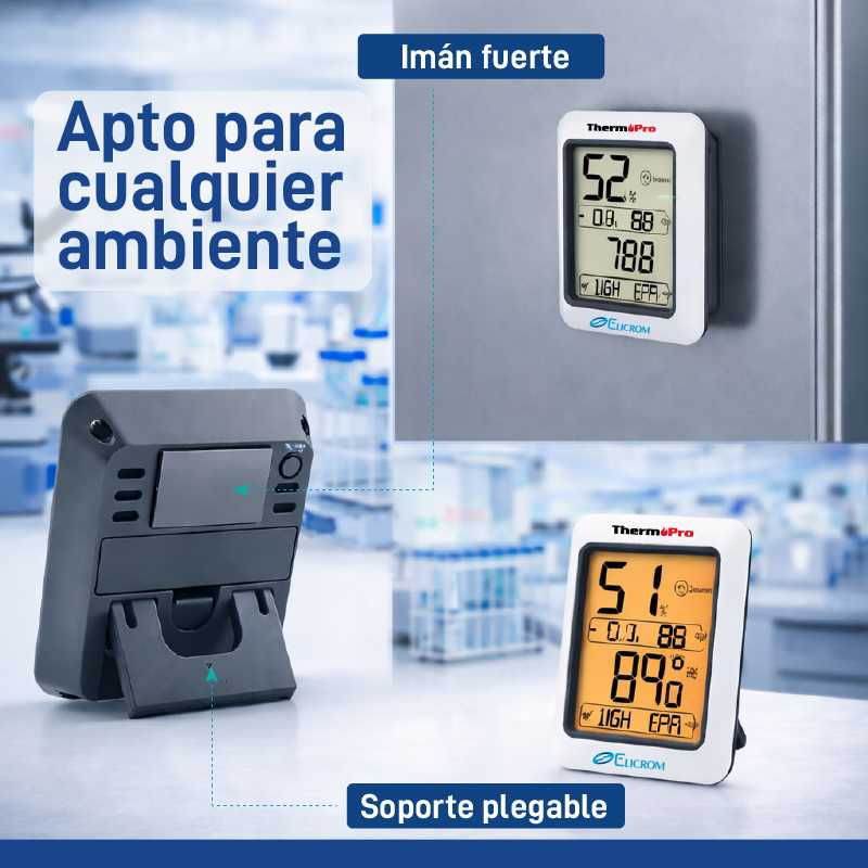 Termohigrómetro digital para interiores y monitor de humedad - ELICROM